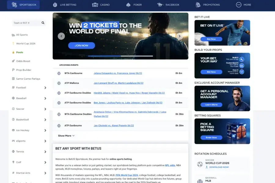 BetUS sportsbook review, US sports betting site