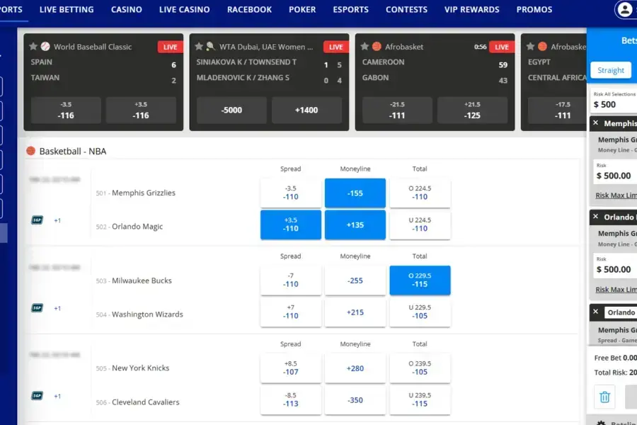 SportsBetting.ag sportsbook — desktop site screenshot