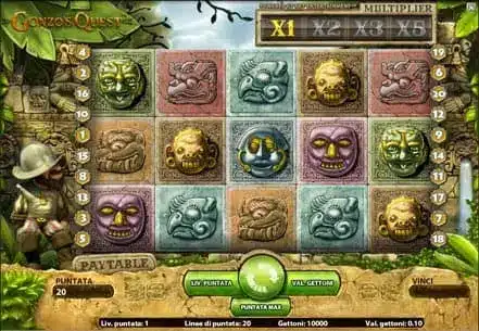 Gonzo's Quest slot by NetEnt — Avalanche cascade gameplay